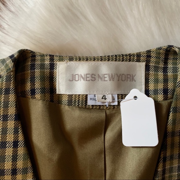 Vintage Jones NY Plaid olive Blazer Small 80s 90s - Picture 8 of 8